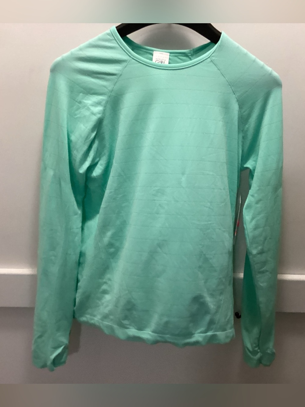 Athleta Girl Shimmer Long Sleeve Top in Mint Green Sz XXL 16